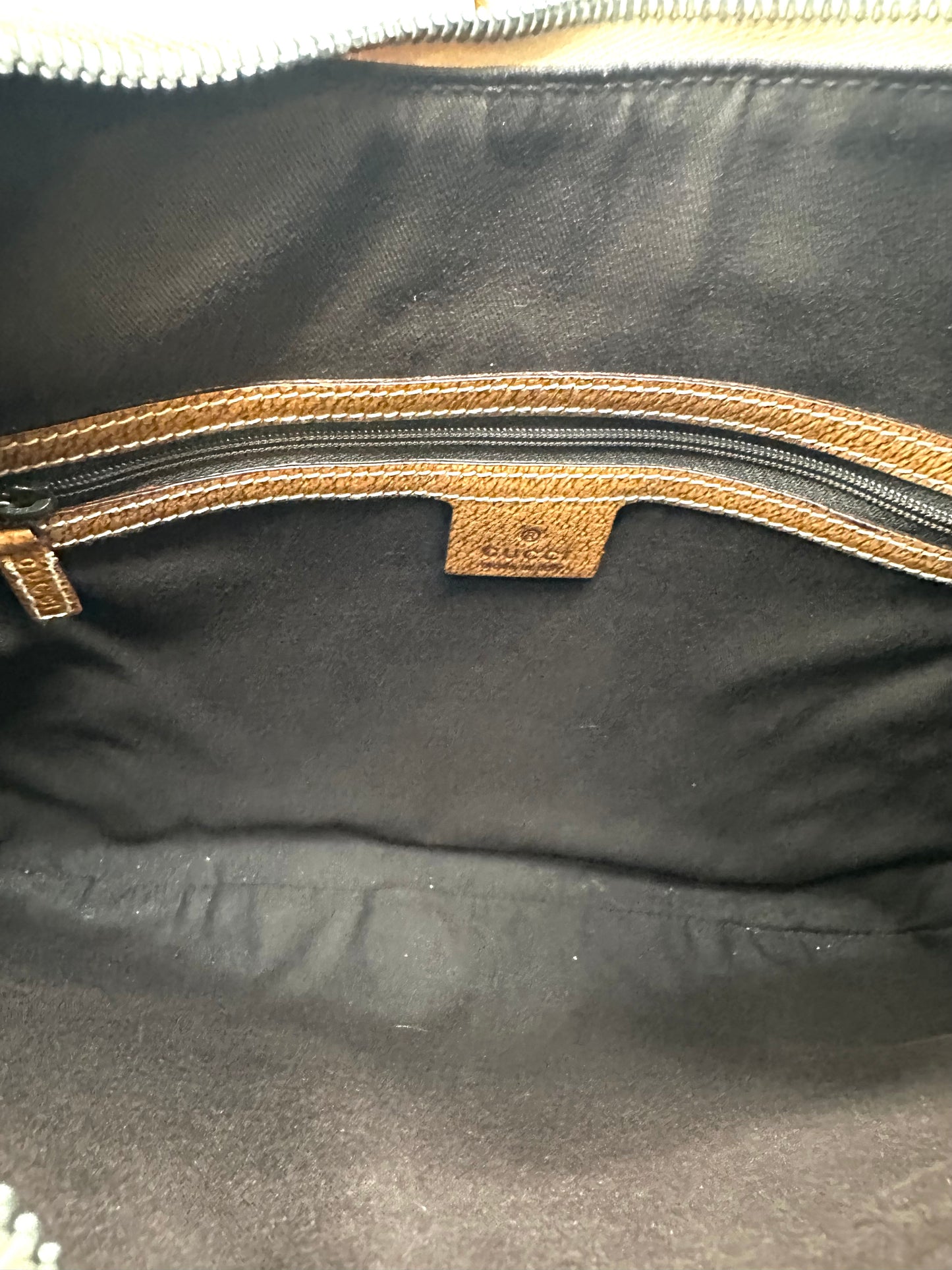 Gucci Tan Monogram Canvas Top Handle Hobo Bag