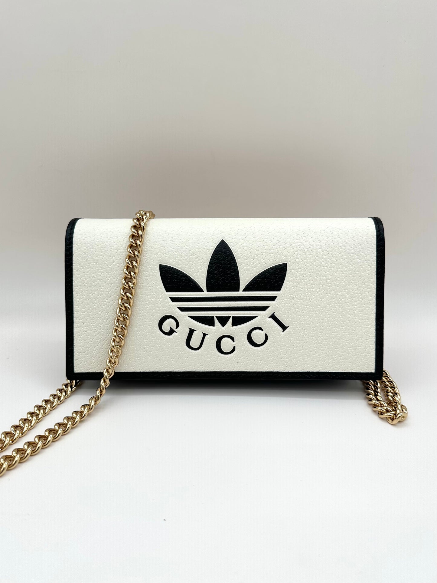Gucci x Adidas White Wallet on Gold Chain