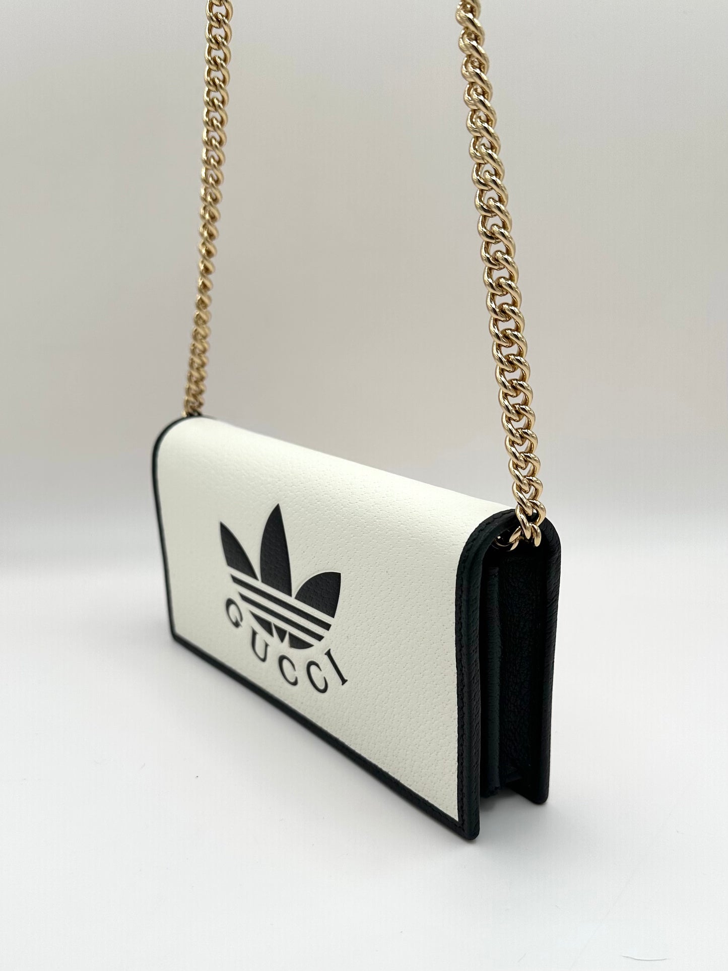 Gucci x Adidas White Wallet on Gold Chain