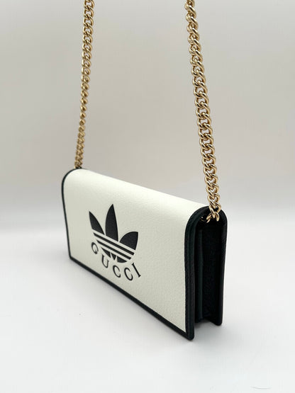 Gucci x Adidas White Wallet on Gold Chain