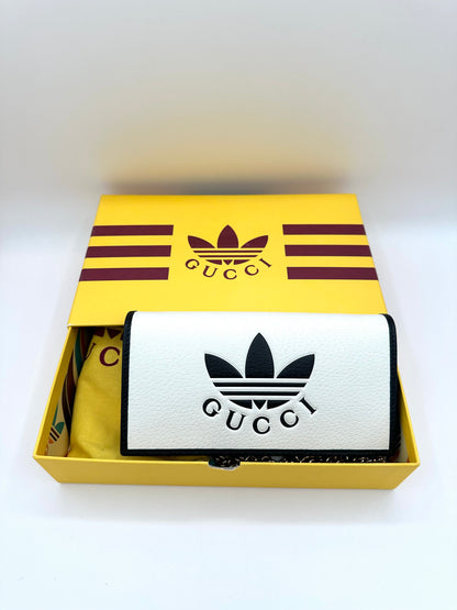 Gucci x Adidas White Wallet on Gold Chain
