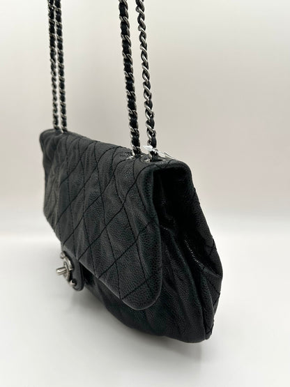 Chanel Elastic Flap Bag in Black Caviar Leather