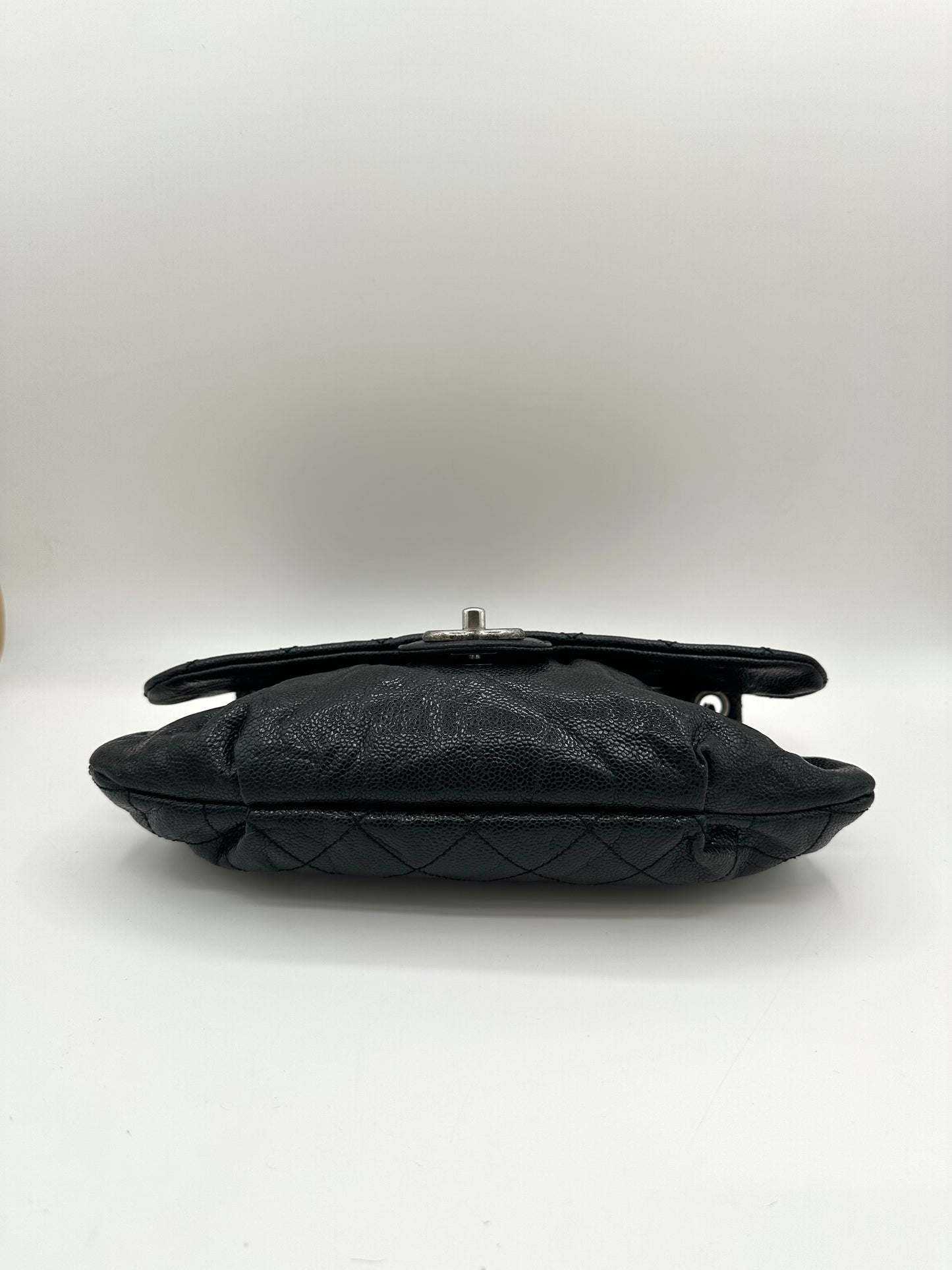 Chanel Elastic Flap Bag in Black Caviar Leather