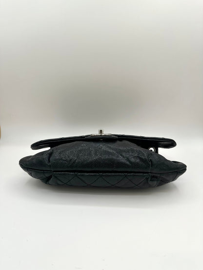Chanel Elastic Flap Bag in Black Caviar Leather