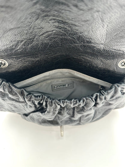 Chanel Elastic Flap Bag in Black Caviar Leather