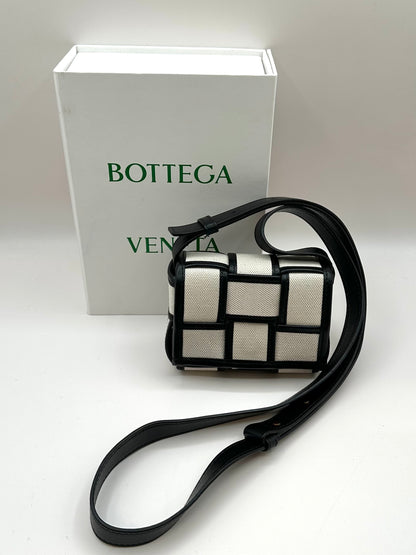 Bottega Veneta Cream/Black Canvas 'Mini Cassette' Bag