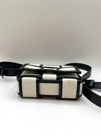 Bottega Veneta Cream/Black Canvas 'Mini Cassette' Bag