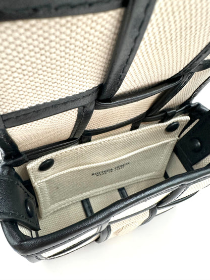Bottega Veneta Cream/Black Canvas 'Mini Cassette' Bag
