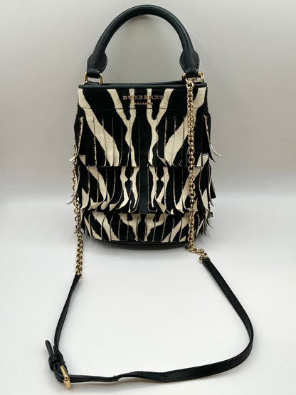 Burberry Prorsum Zebra Print Calf Hair Fringe Bucket Bag