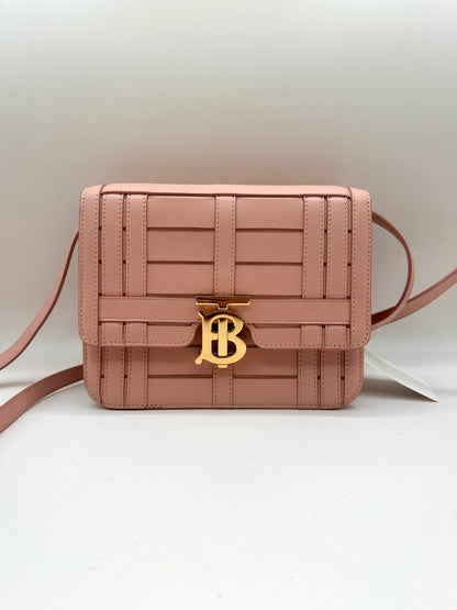 Burberry Light Pink TB Monogram Woven Calfskin Crossbody Bag