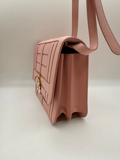 Burberry Light Pink TB Monogram Woven Calfskin Crossbody Bag