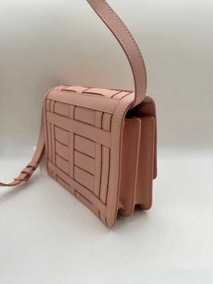 Burberry Light Pink TB Monogram Woven Calfskin Crossbody Bag
