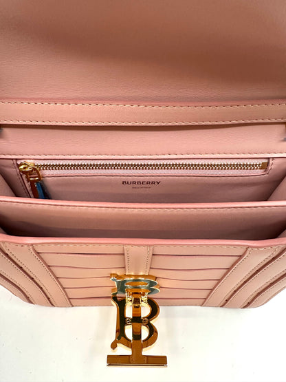 Burberry Light Pink TB Monogram Woven Calfskin Crossbody Bag