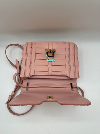 Burberry Light Pink TB Monogram Woven Calfskin Crossbody Bag