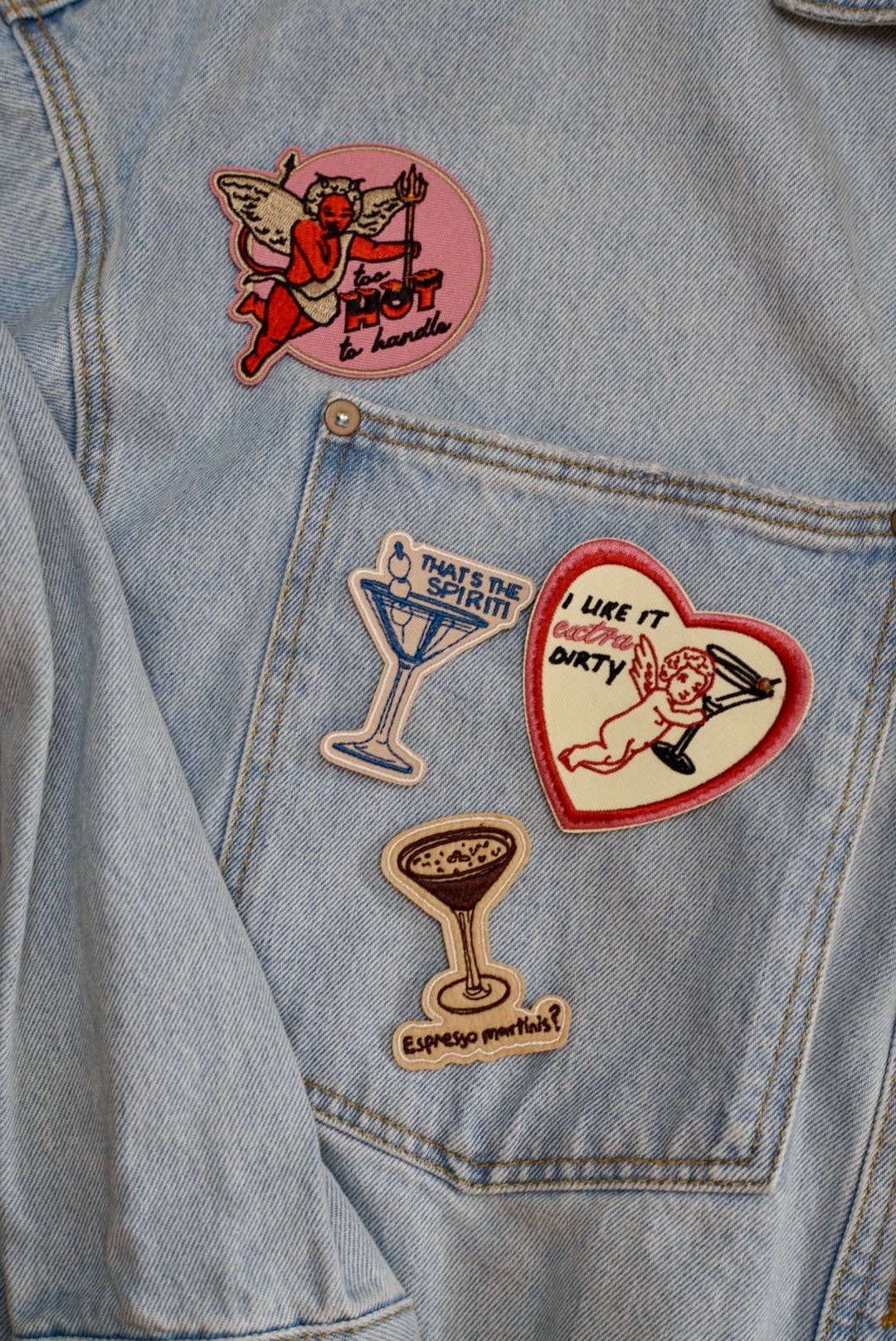 "I like it extra dirty" Cupid + Dirty Martini Iron On Patch