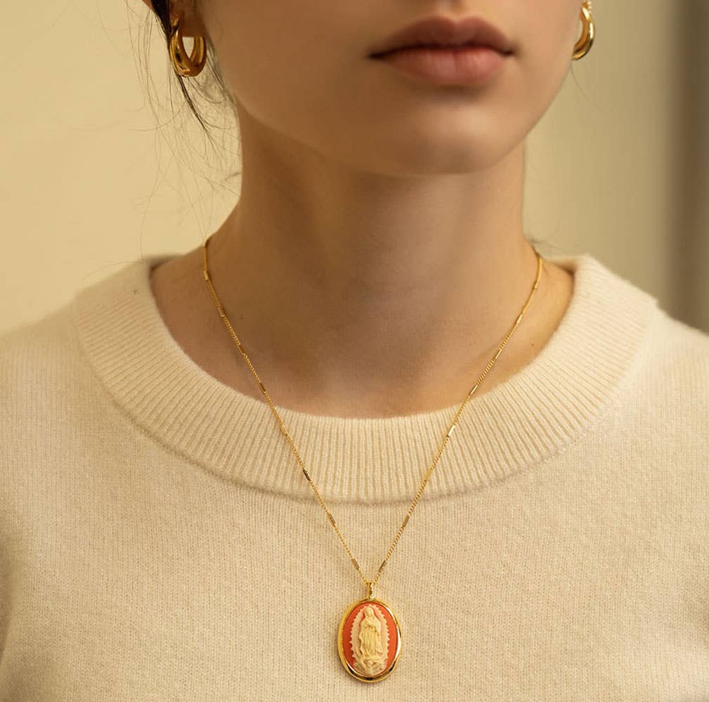 Virgin of Guadalupe Vintage Cameo Necklace