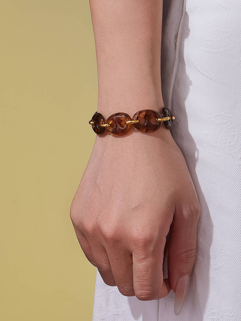 Acacia 18K Gold Non-Tarnish Chunky Resin Link Bracelet