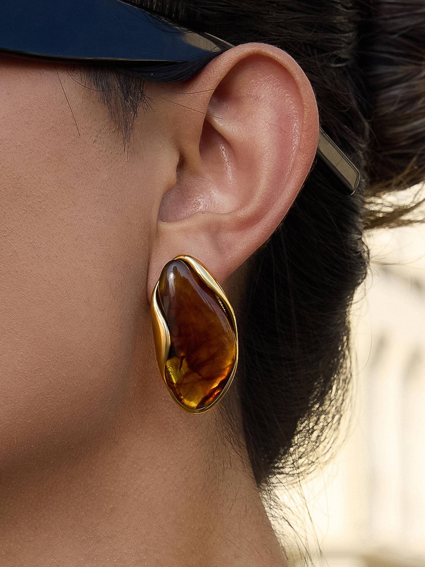 Maélie 18K Gold Non-Tarnish Resin Drop Earrings