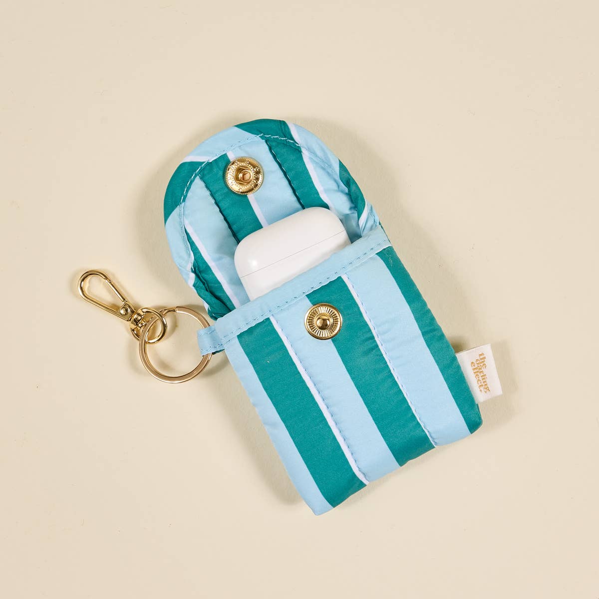 Puffy Earbud Case–Sicily Stripes Teal