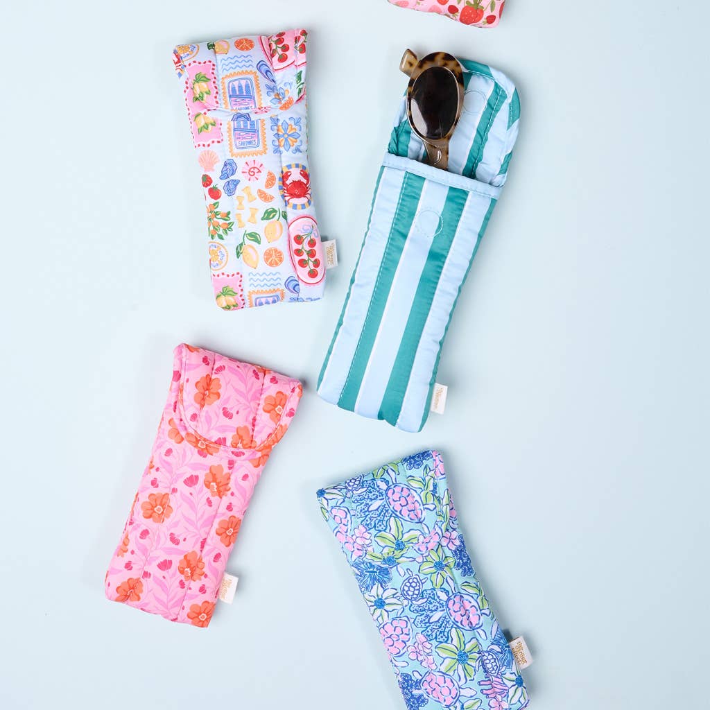 Puffy Sunglasses Case–Poppin' Petals Hot Pink