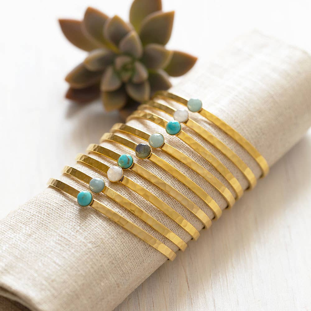 6mm Labradorite Hammered Cuff Bracelet