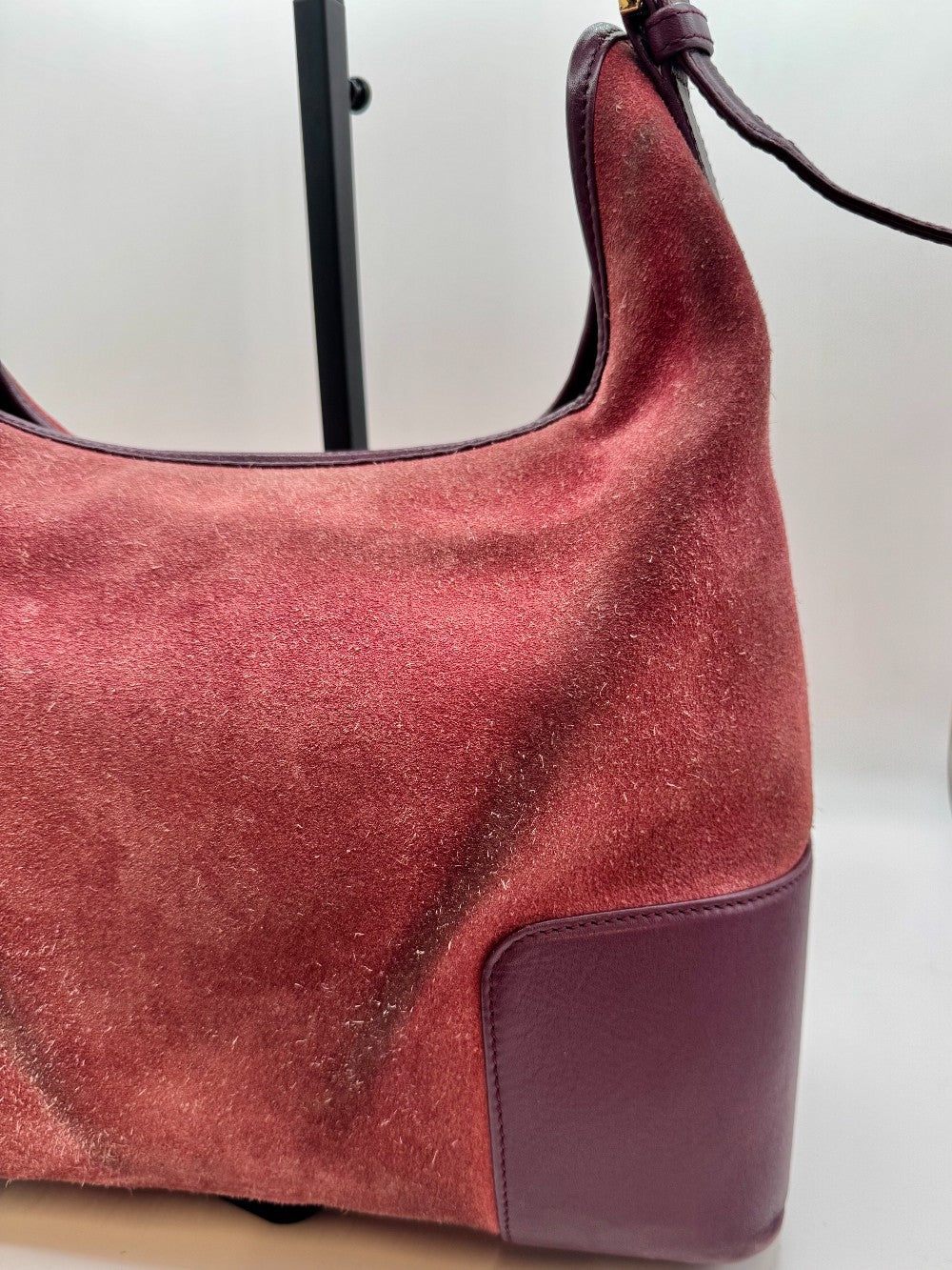 Loewe Burgundy Suede Anagram Shoulder Bag|2354